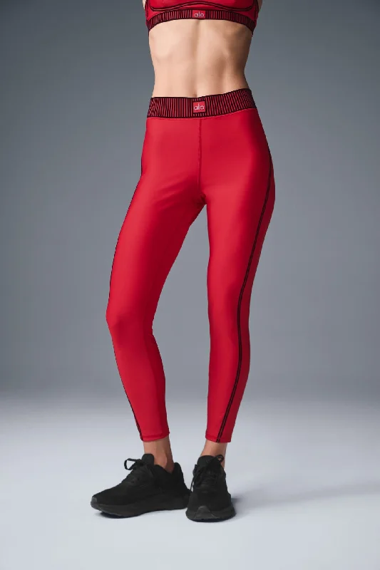 Durable sports legging for running -Airlift High-Waist 7/8 Line Up Legging - Bold Red