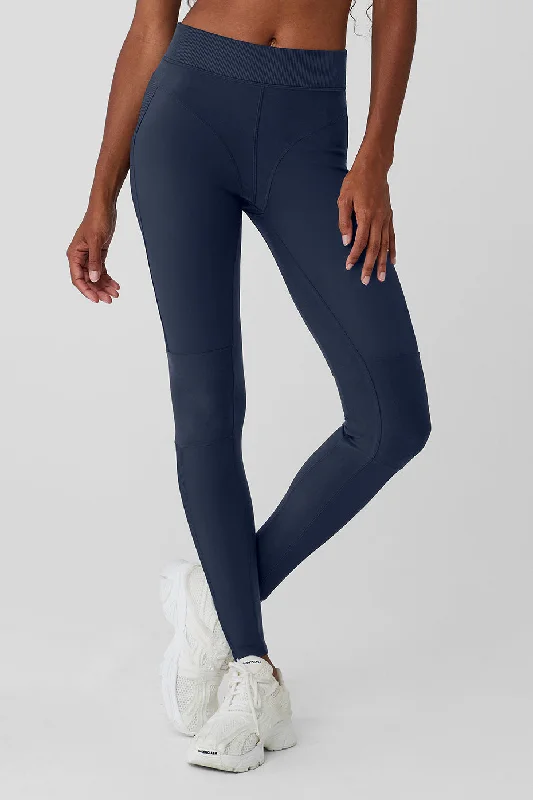 Navy sports legging for women -Alosoft High-Waist Head Start Legging - Navy