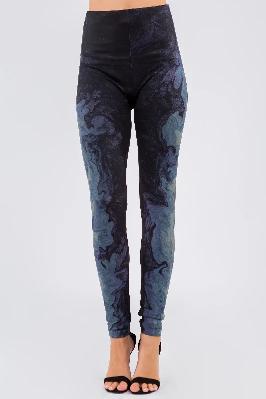 Sports legging for strength training -Swirling Paint Marble Leggings