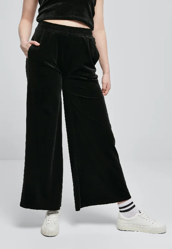 Thermal sports pant for hiking -Urban Classics - Ladies High Waist Straight Velvet Black - Sweat Pants