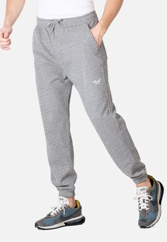 Sports pant with tight cuffs -REELL - Terry Logo Sweat Pant Grey Melange - Sweat Pants