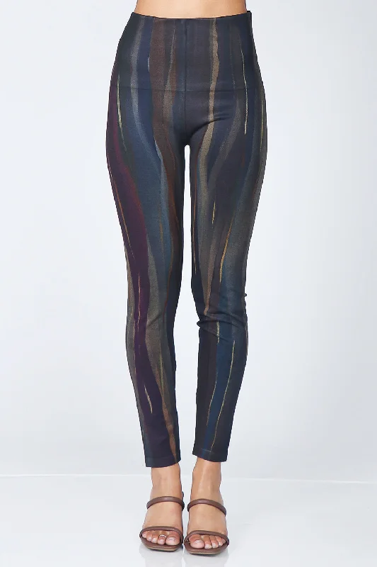 Sports legging with vented fabric -Desert Twilight Vertical Stripe Leggings