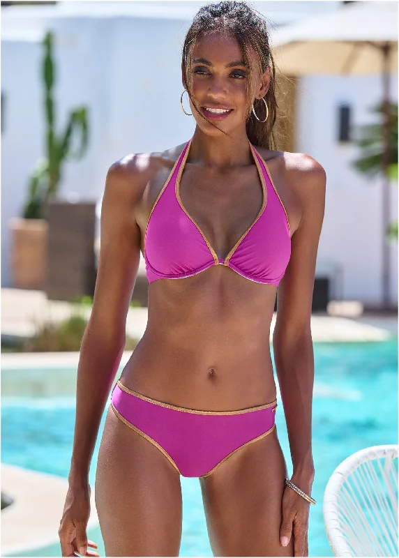 Swimwear with chlorine resistance -Low-Rise Moderate Bottom - Pink Multi