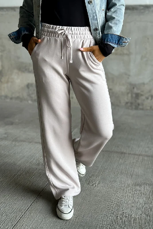 Casual sports pant for daily wear -Scuba Sweats - Cream