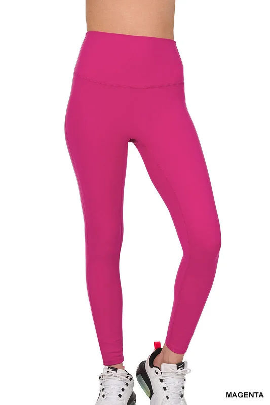 Sports legging with printed design -Athletic High Waisted Leggings Magenta