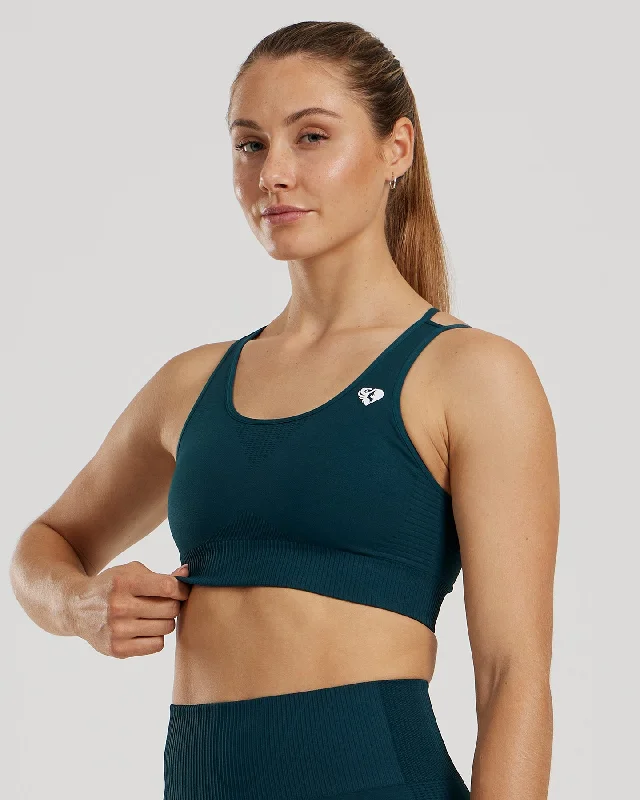 Sports bra for fitness class -Power Seamless Sports Bra | Dark Moss