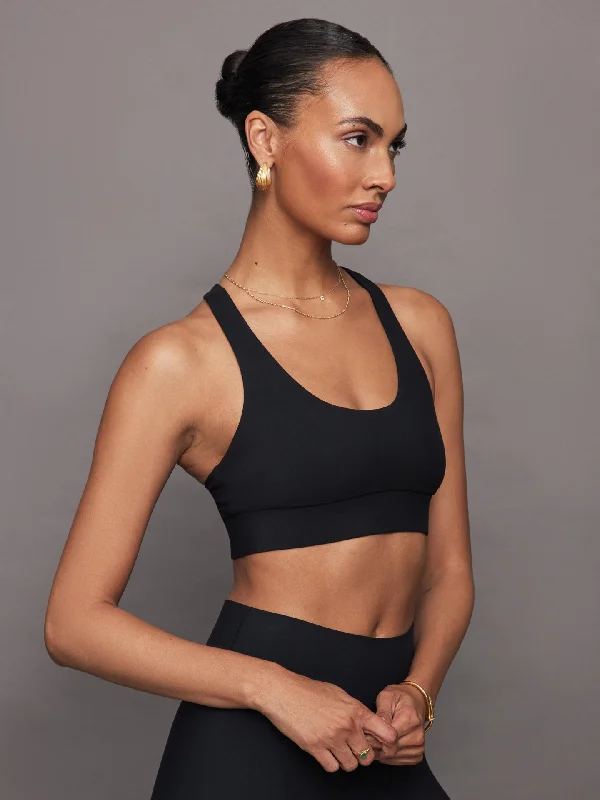 Sports bra with comfy design -Scoop Racerback Bra in Melt - Black