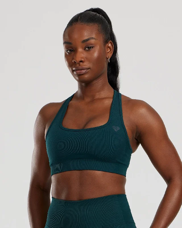 Sports bra for intense sports -Motion Seamless Racer Back Bra | Dark Moss