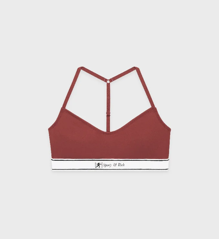 Sports bra for fitness goals -Runner Script Sports Bralette - Maroon