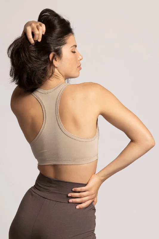 Sports bra with sleek design -Organic Cotton Racer-Back Bra