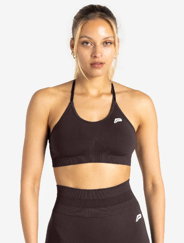 Sports bra for active fitness -Scrunch Seamless Sports Bra - Chocolate Plum