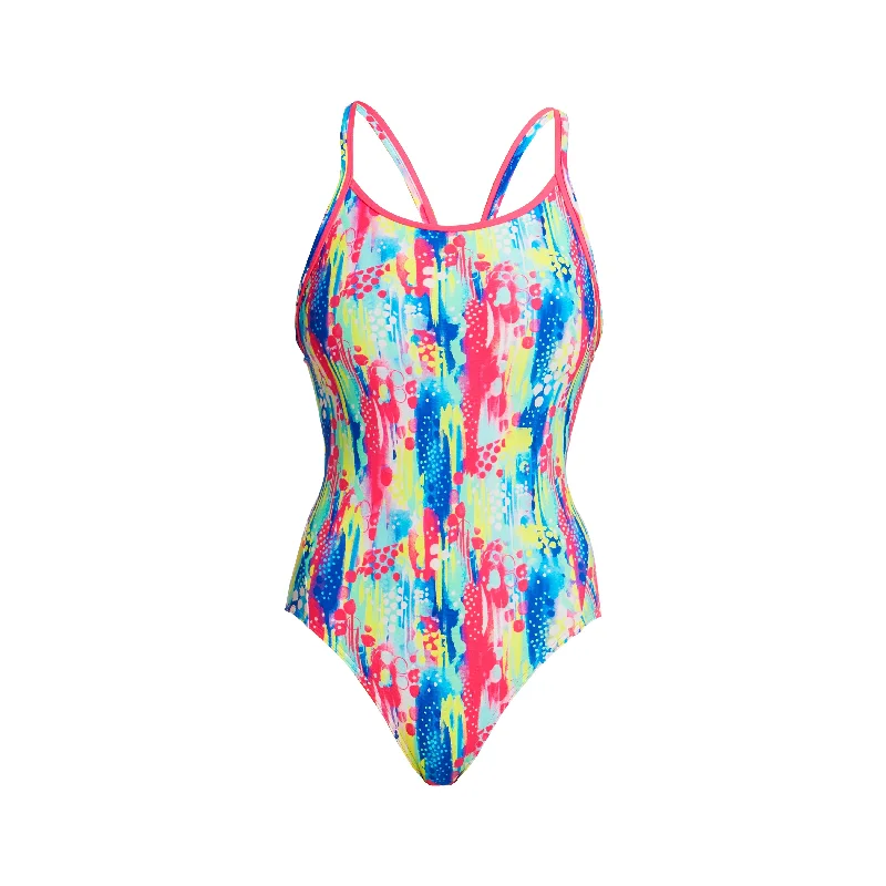 Casual swimwear for women’s pool -SLAPPED ON | LADIES DIAMOND BACK ONE PIECE