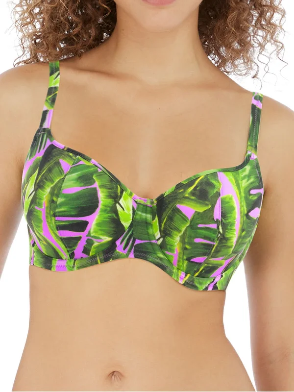 Swimwear with back tie -Jungle Oasis Sweetheart Bikini Top - Cassis