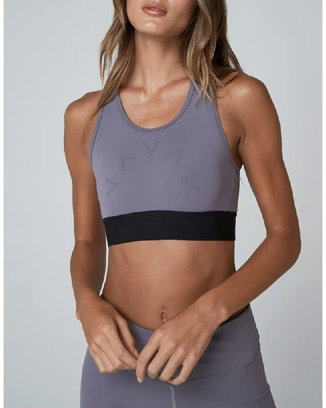 Sports bra for active cardio -Varley Aspen Bra - Womens - Excalibur Grey