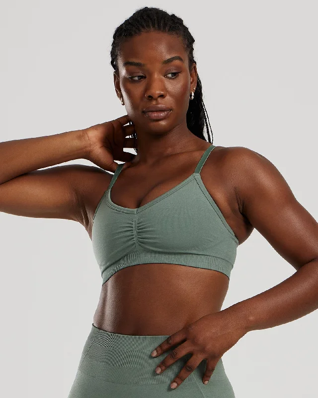 Sports bra with sleek straps -Define 2.0 Seamless Scrunch Bralette | Sage