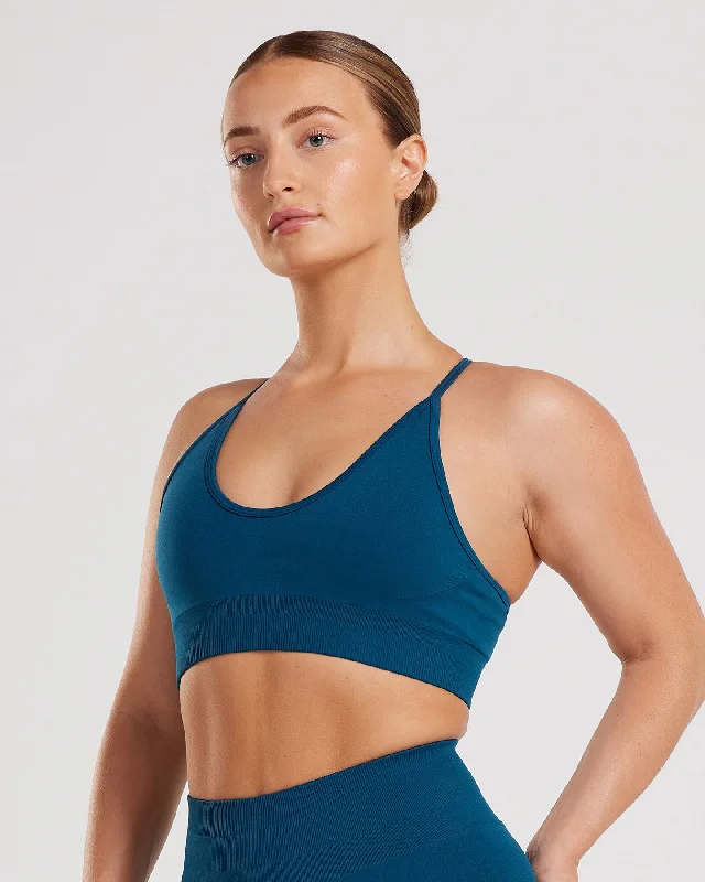 Sports bra for sprint running -Define Seamless Racer Back Bra | Teal