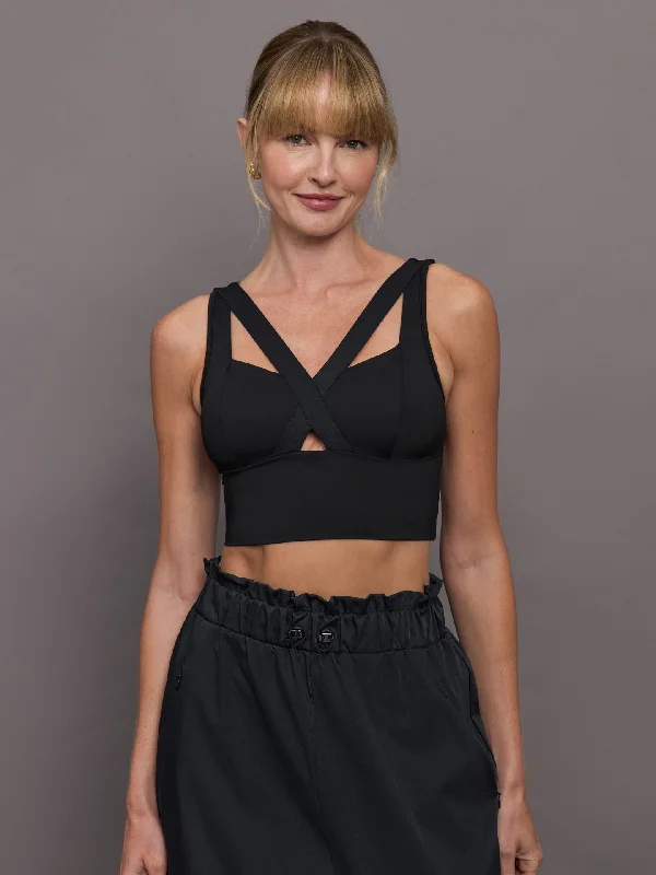 Sports bra with light support -Feline Longline Bra - Black