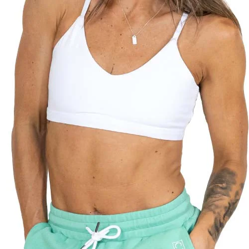 Sports bra with zip front -Move Free Bra | White