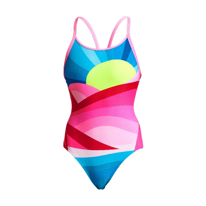 Plus-size swimwear for women -Summit Sunset | Ladies Diamond Back One Piece