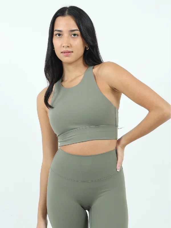 Sports bra with bold colors -High Rise Sports Bra in Moss Green