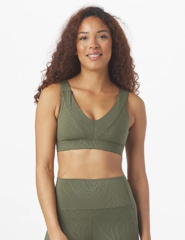 Sports bra with smooth fit -Tide Bra: Moss Zebra Gloss