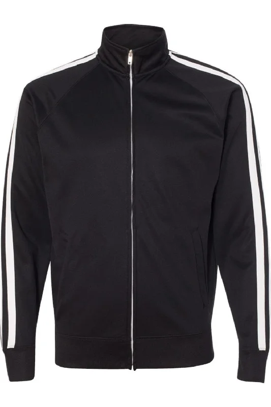 Blue sports jacket with stripes -Independent Trading Co. Lightweight Poly-Tech Full-Zip Track Jacket