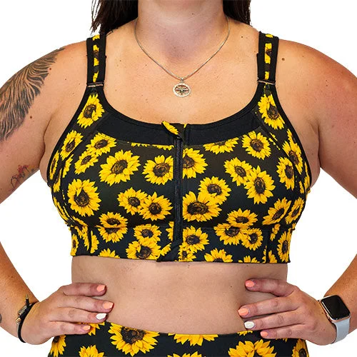 Sports bra with vibrant colors -Front Zipper Bra | Sunflower