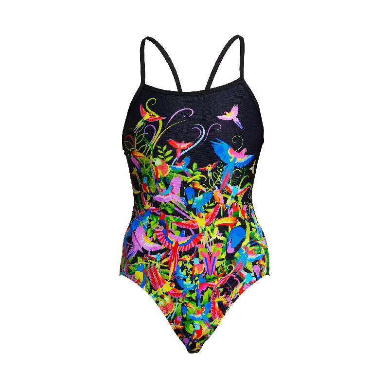 Casual swimwear for women -Macaw Magic | Ladies Single Strap One Piece