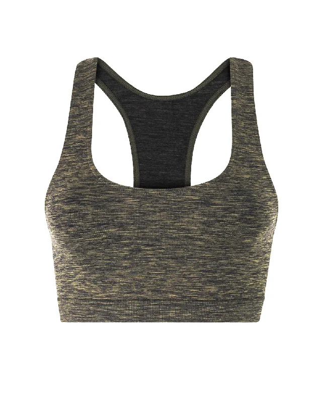 Sports bra for track running -ELATED Bra Top | Olive Marl