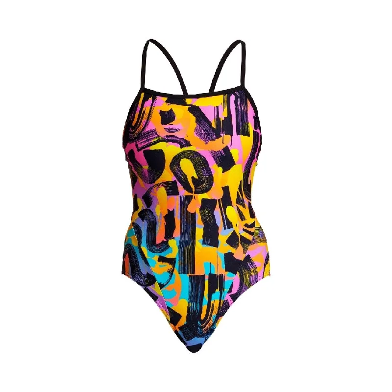 Swimwear with fine stripes -Smooth Stroke | Ladies Single Strap One Piece