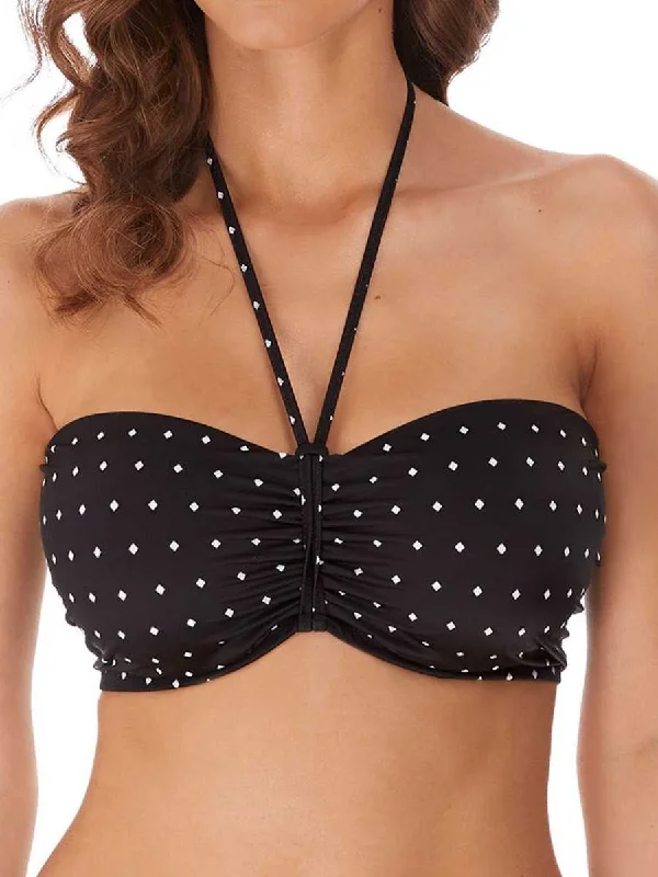 Swimwear for ocean swimming -Jewel Cove Bandeau Bikini Top - Black