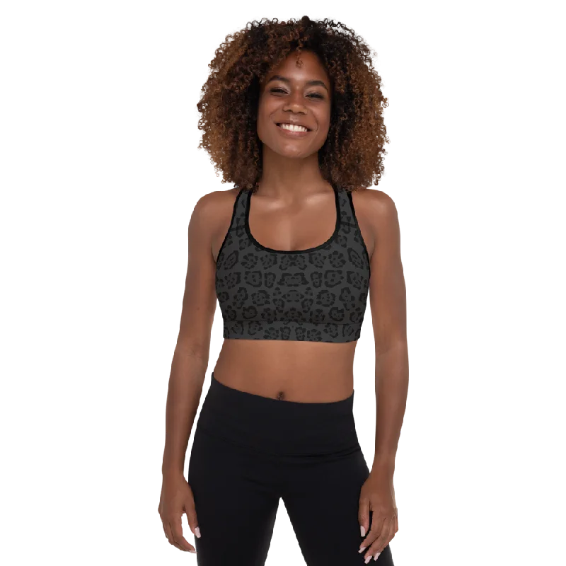 Sports bra for Pilates class -Black Jaguar Padded Sports Bra