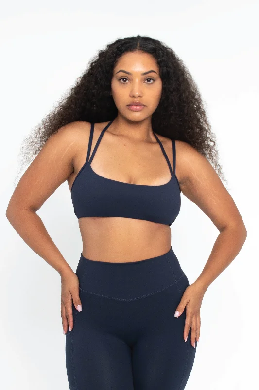 Sports bra for active days -Double Strap Bra - Navy