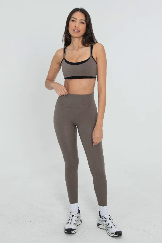 Sports bra with unique design -Layered Bra - Walnut