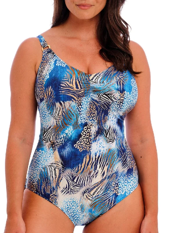 Affordable swimwear for women -Seraya Sands V-Neck Swimsuit - Denim