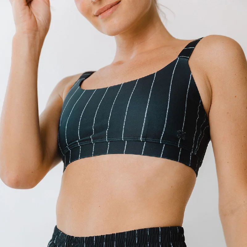 Adidas sports bra with logo -Momentum Bra, Navy Pinstripe