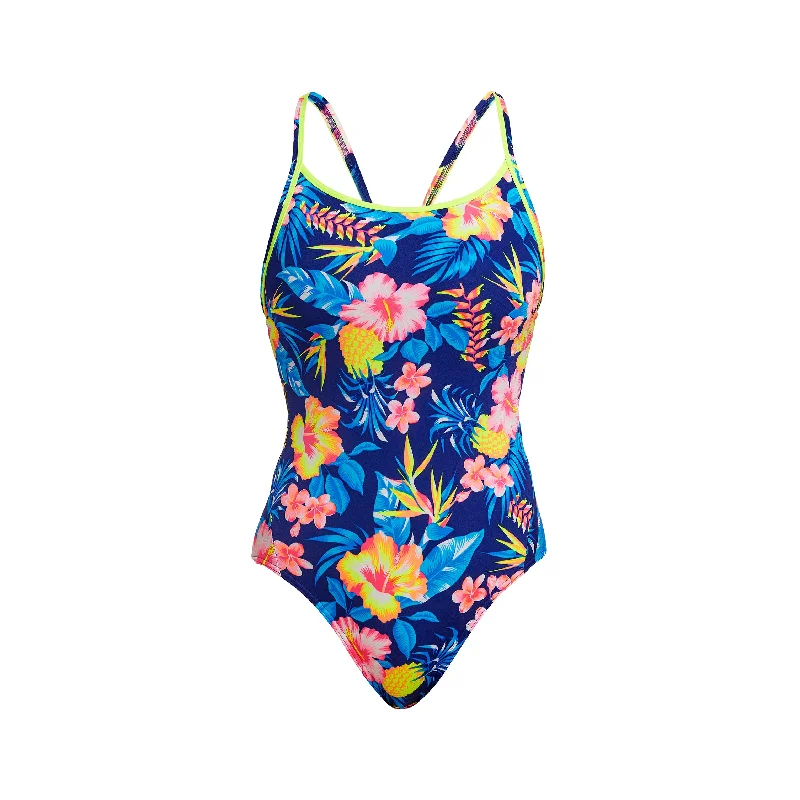 Swimwear with wide stripes -In Bloom | Ladies Diamond Back One Piece