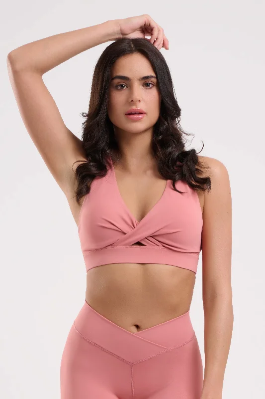 Sports bra with bold straps -Iris Wrap Bra Watermelon Pink