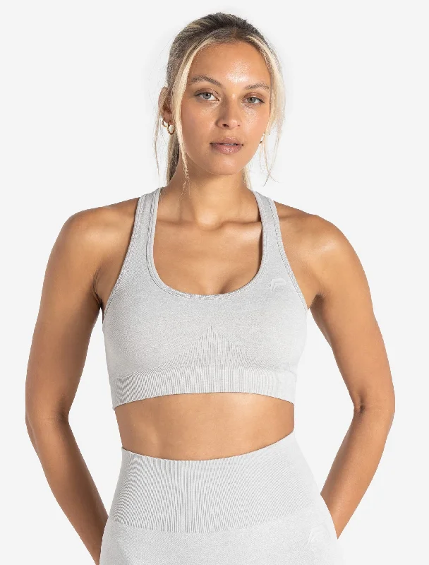 Sports bra for yoga fitness -Core Seamless Sports Bra - Grey Marl