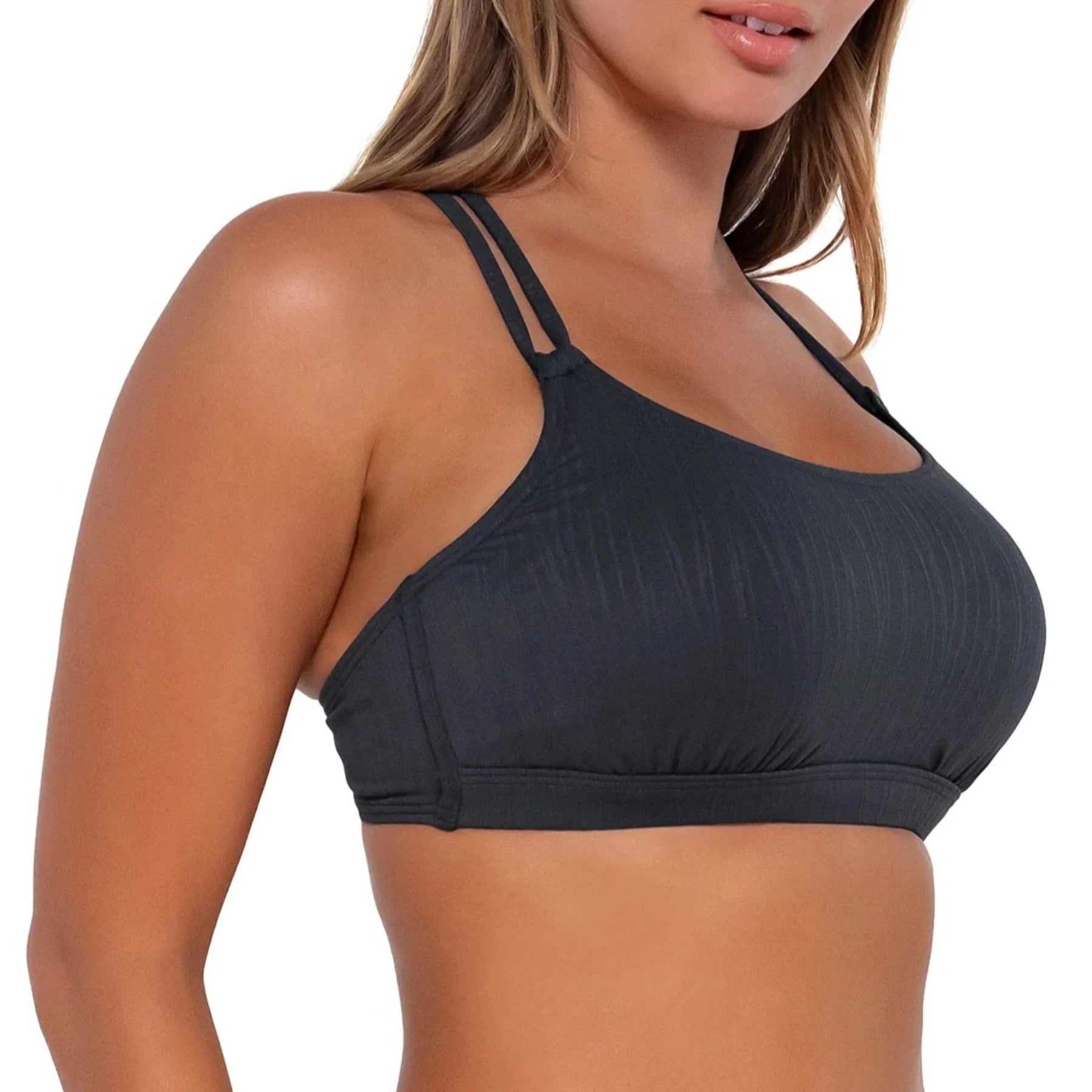 Sports bra for running women -Taylor Bralette 56EFGH - Slate Seagrass Texture