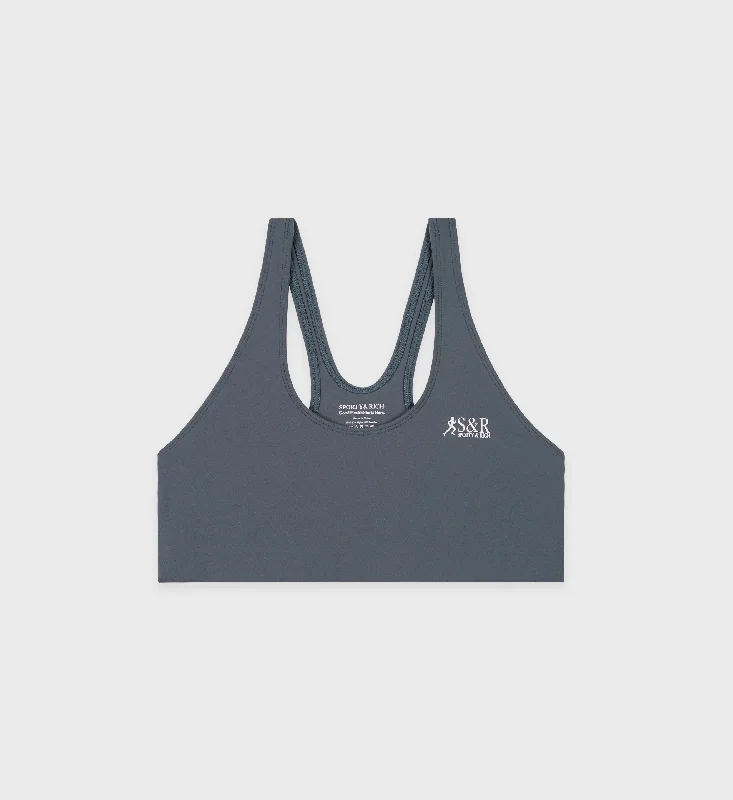 Sports bra with bright colors -Action Logo Sports Bra - Slate/White