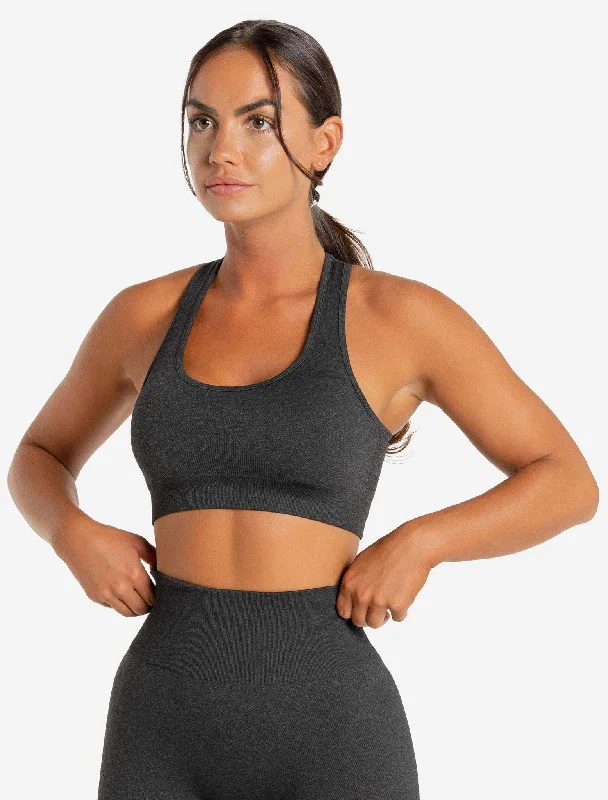 Best sports bra for swimming -Core Seamless Sports Bra - Black Marl