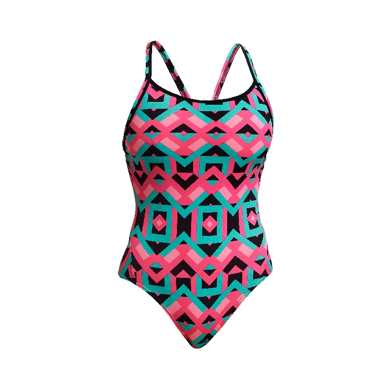 Eco-friendly swimwear for pool -Square Stare | Ladies Diamond Back One Piece