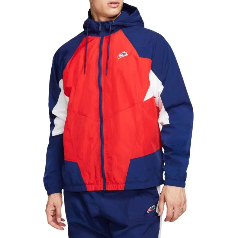 Sports jacket for snowy runs -Nike Sportswear Heritage Windrunner Hooded Jacket Red/Blue  CJ4358-657 Men's