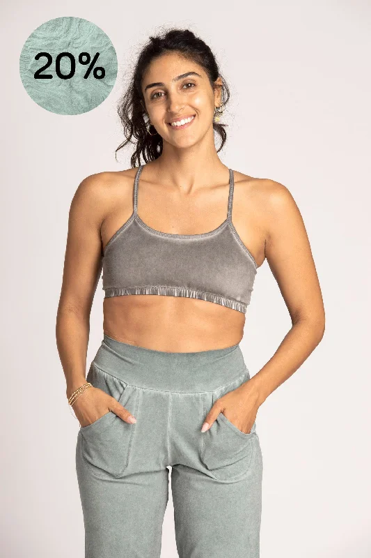 Sports bra for athletic women -Stonewash Criss Cross Bra