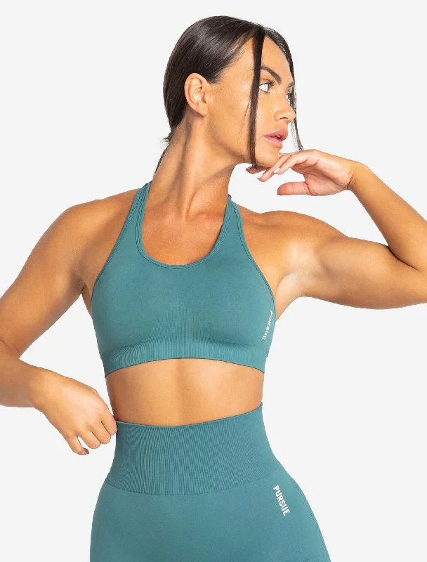 Sports bra with trendy straps -Move Seamless Sports Bra - Teal