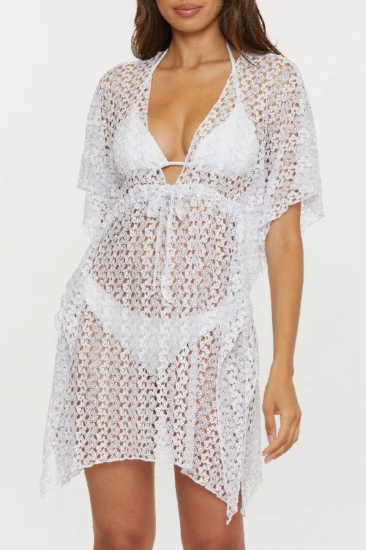 Swimwear with tie sides -Becca Platinum White Lace Tunic