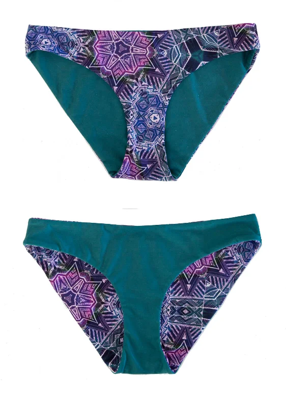 Blue swimwear with pattern -PURPLE HAZE - Reversible BIKINI BOTTOMS