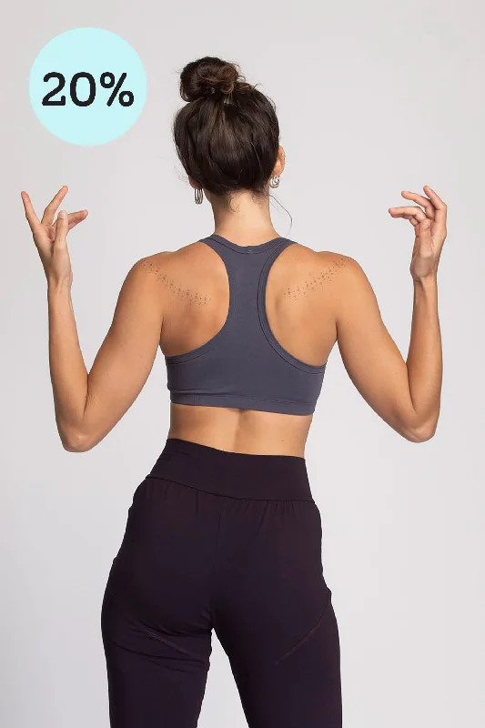 Sports bra with unique straps -Organic Cotton Racer-Back Bra