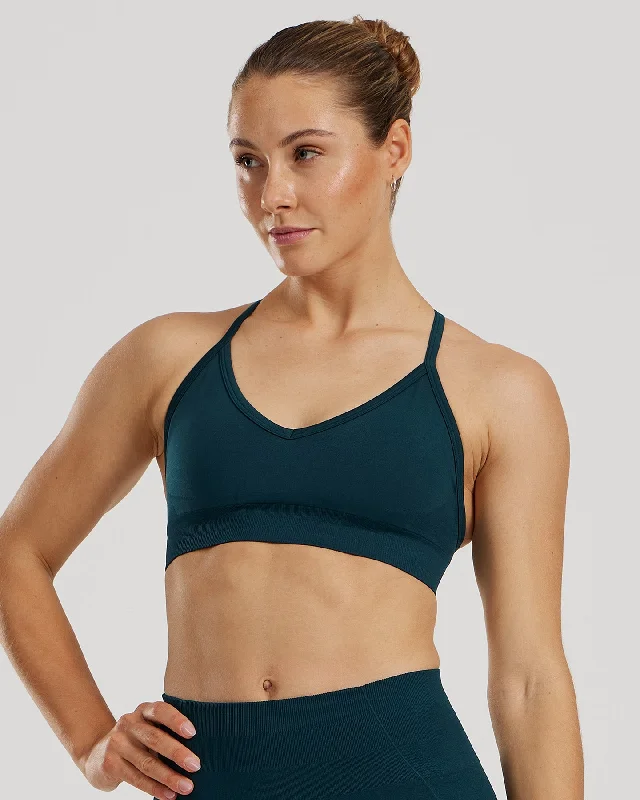 Sports bra with fun fit -Define 2.0 Seamless Halter Neck Bra | Dark Moss